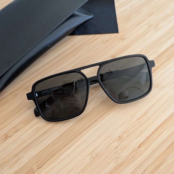 Saint Laurent Women's Aviator Black Sl 176 001 Square Sunglasses - Picture 1 of 6